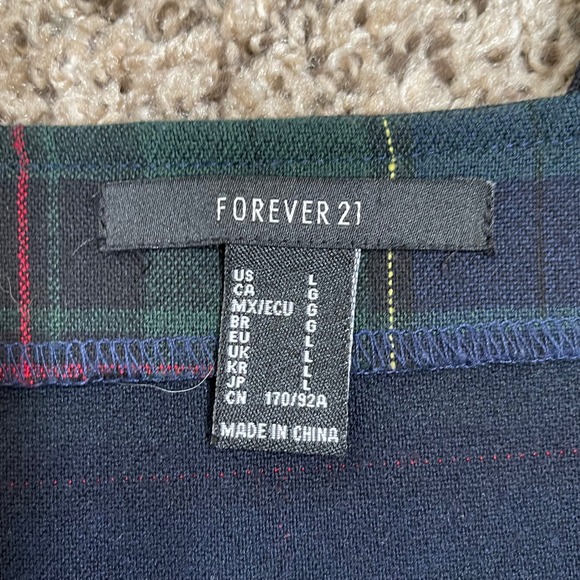 Forever 21 Plaid Jumper Dress Mini Pinafore L Grunge Green Blue Dark Academia - Picture 6 of 8